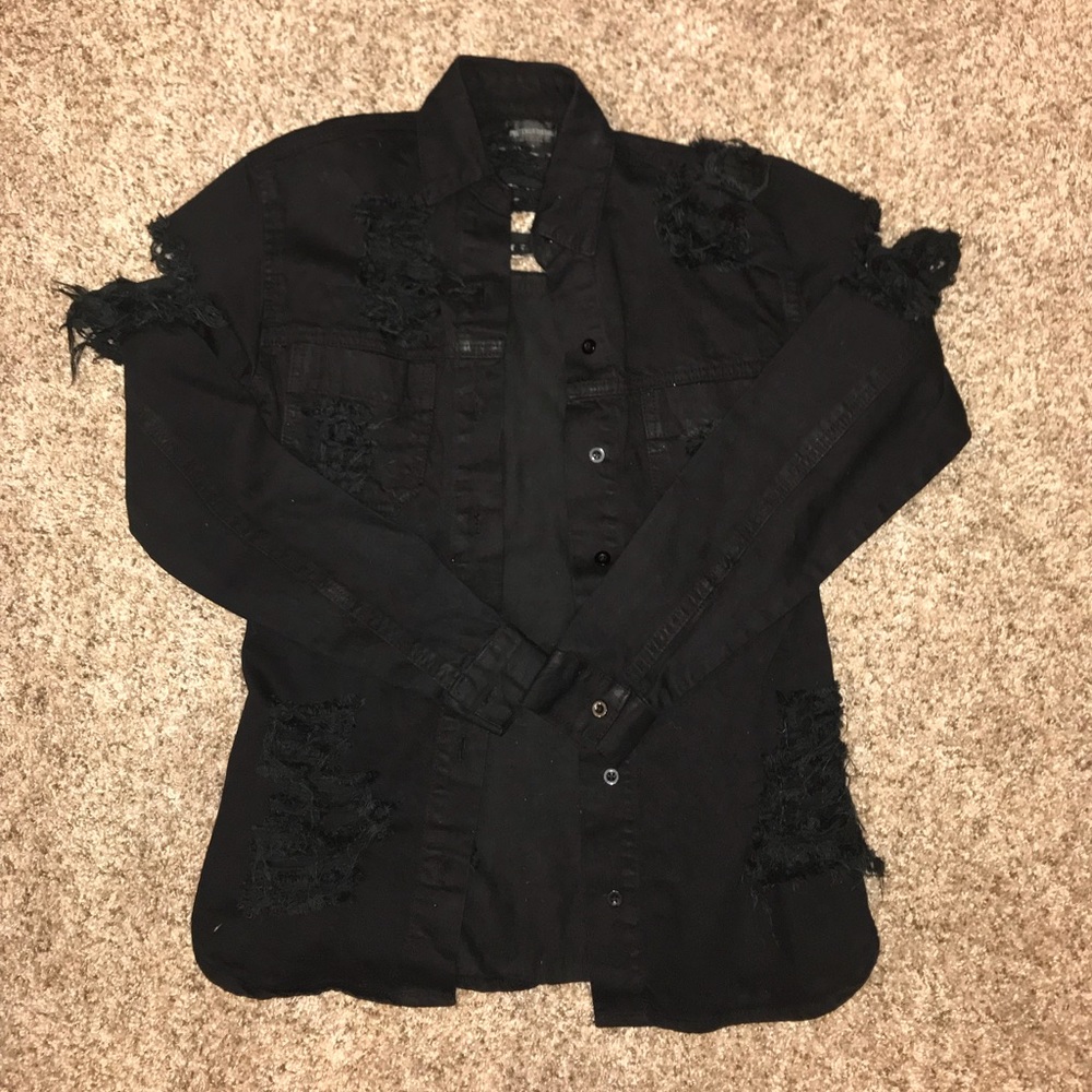 Black ripped jean jacket